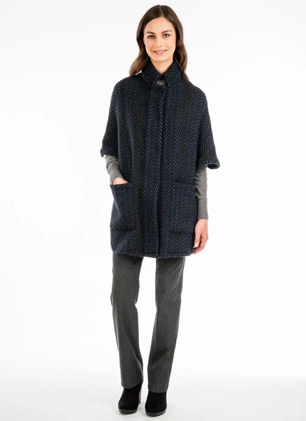 Tara Wool Cape Multi Teal