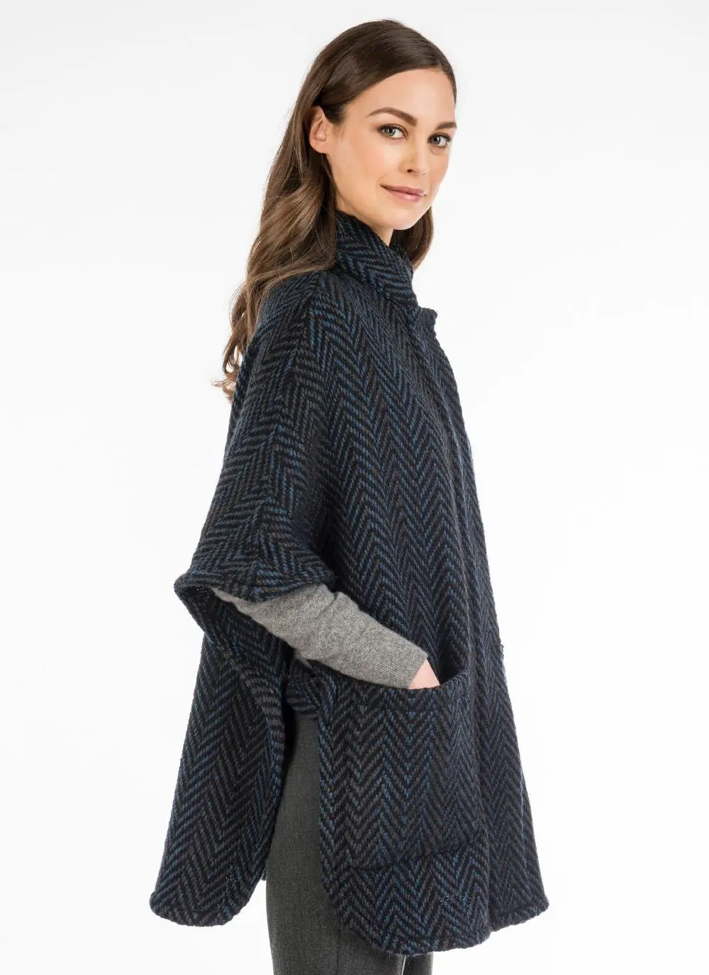Tara Wool Cape Multi Teal