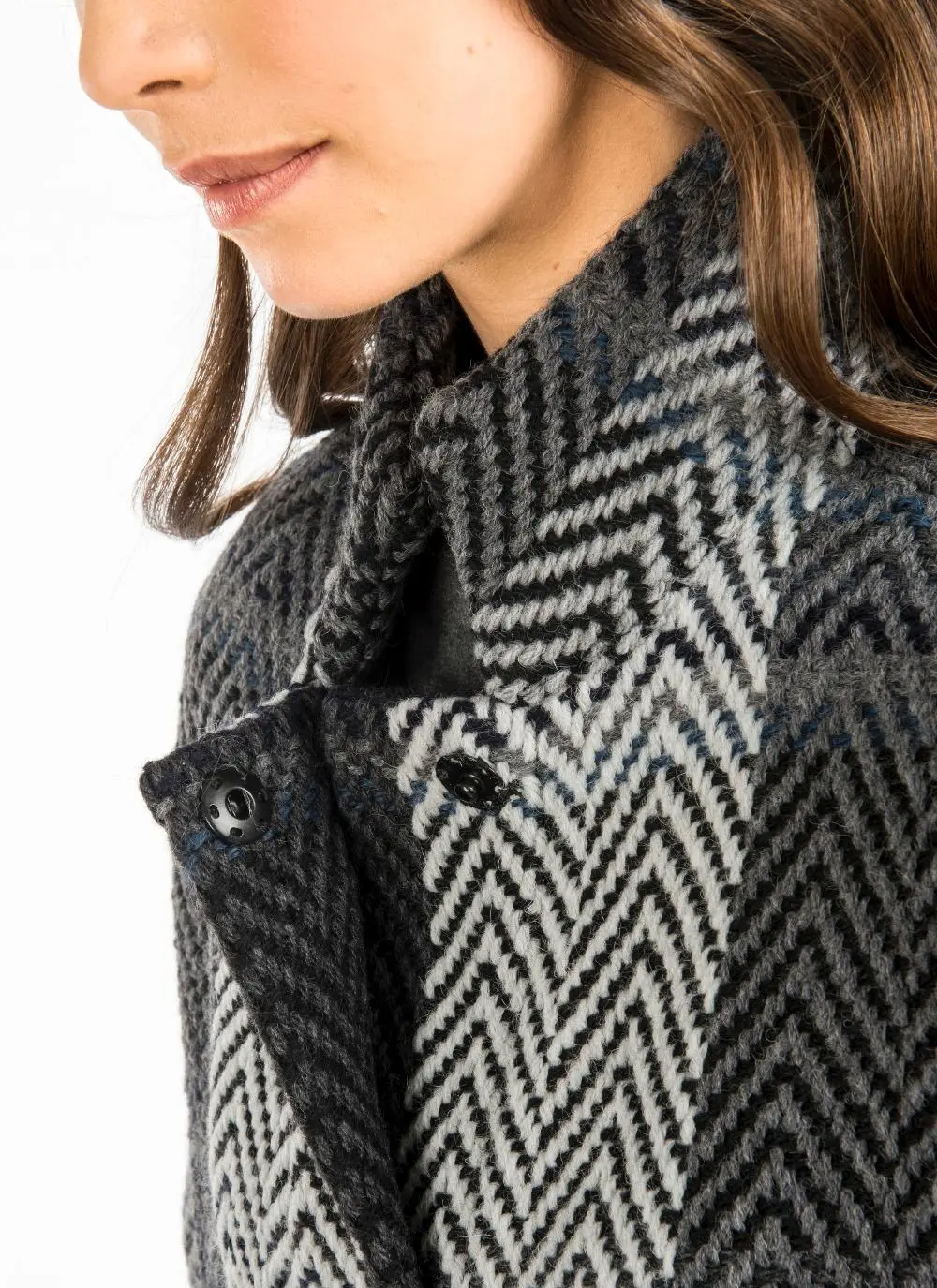 Tara Wool Cape Multi Grey Stripe