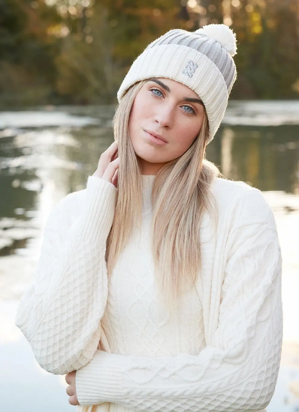 Sustainable Hat & Gloves Gift Set in Taupe-Cream