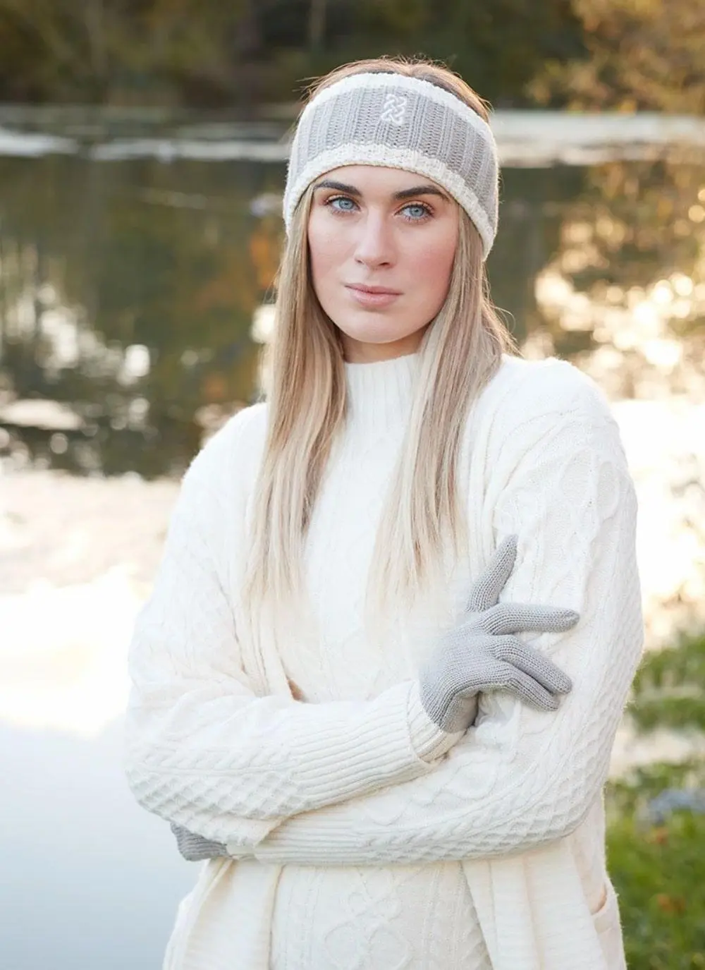 Sustainable Headband in Taupe & Cream