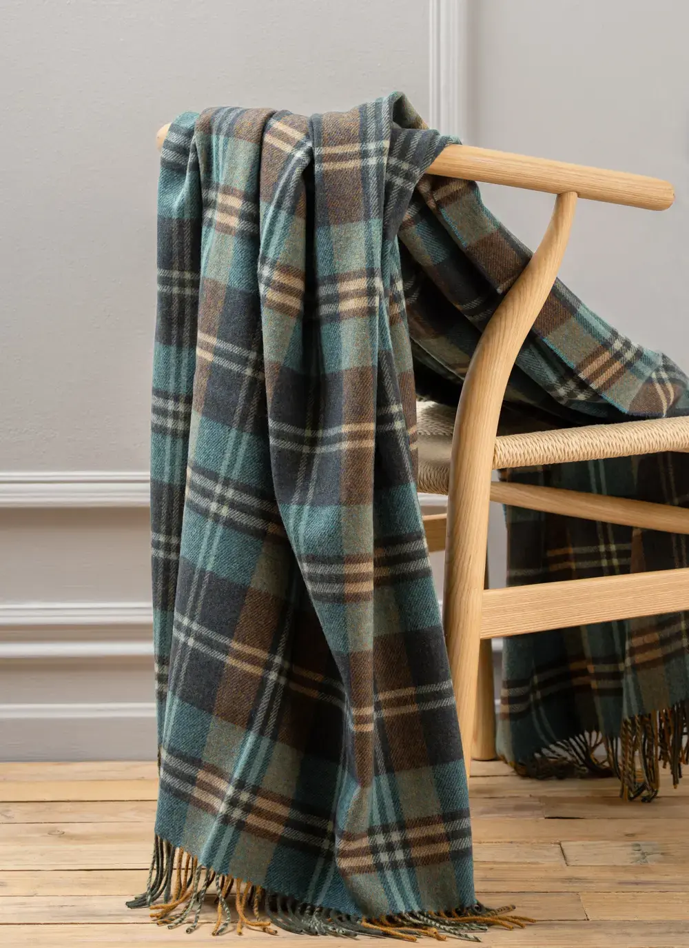 Teal & Brown Lambswool Throw