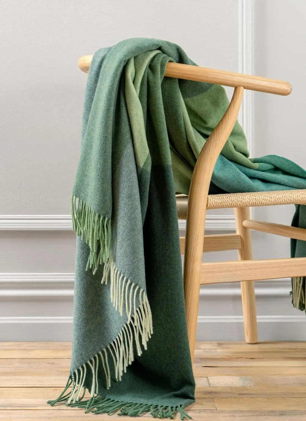 Green Stripe Lambswool Throw