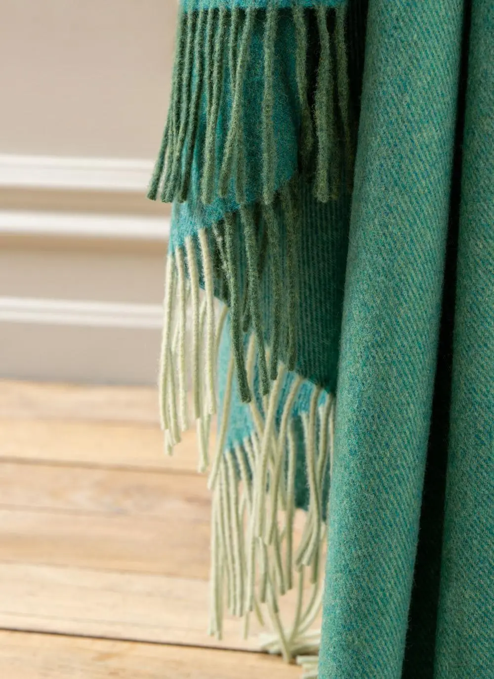 Green Stripe Lambswool Throw