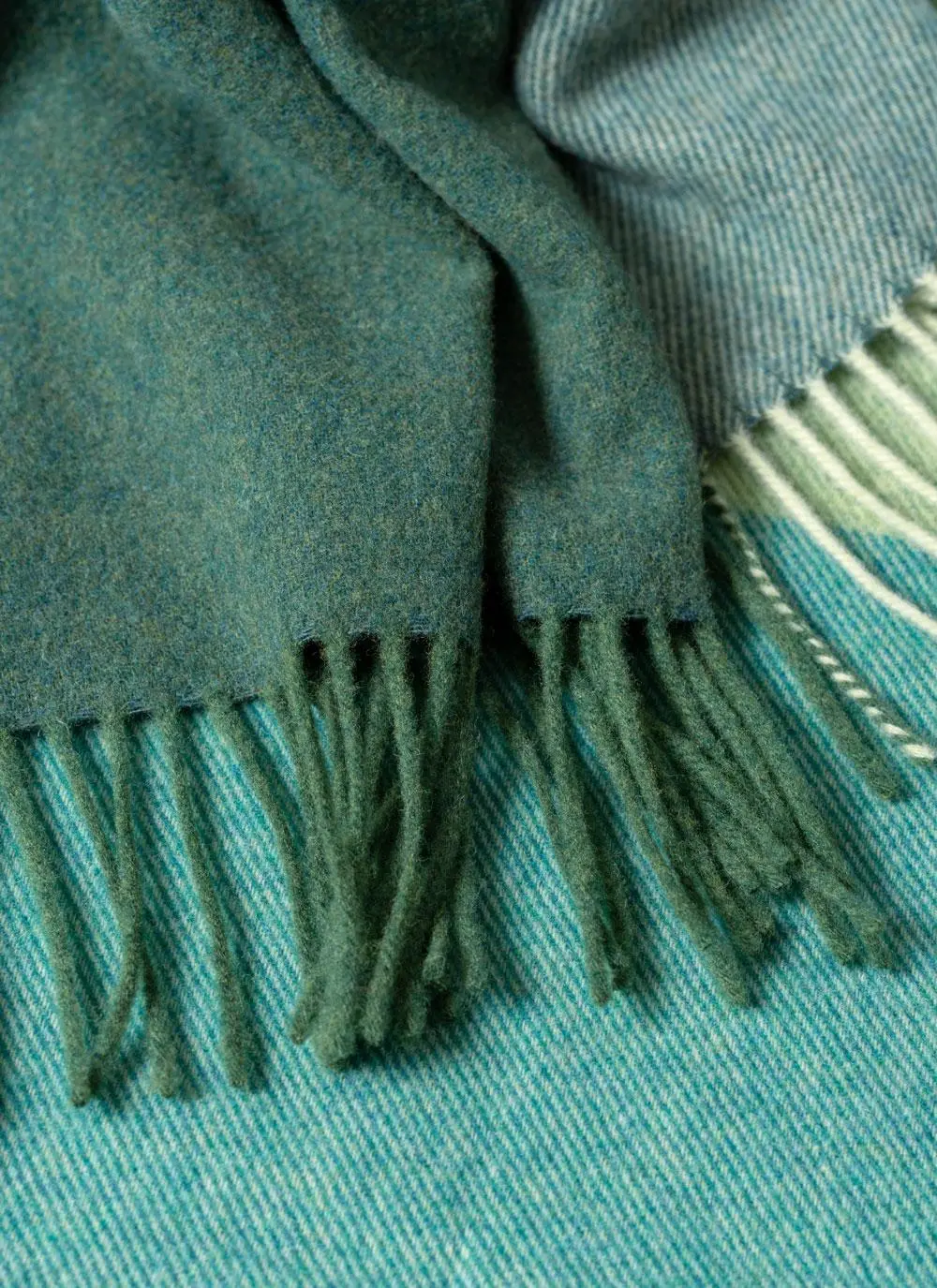 Green Stripe Lambswool Throw