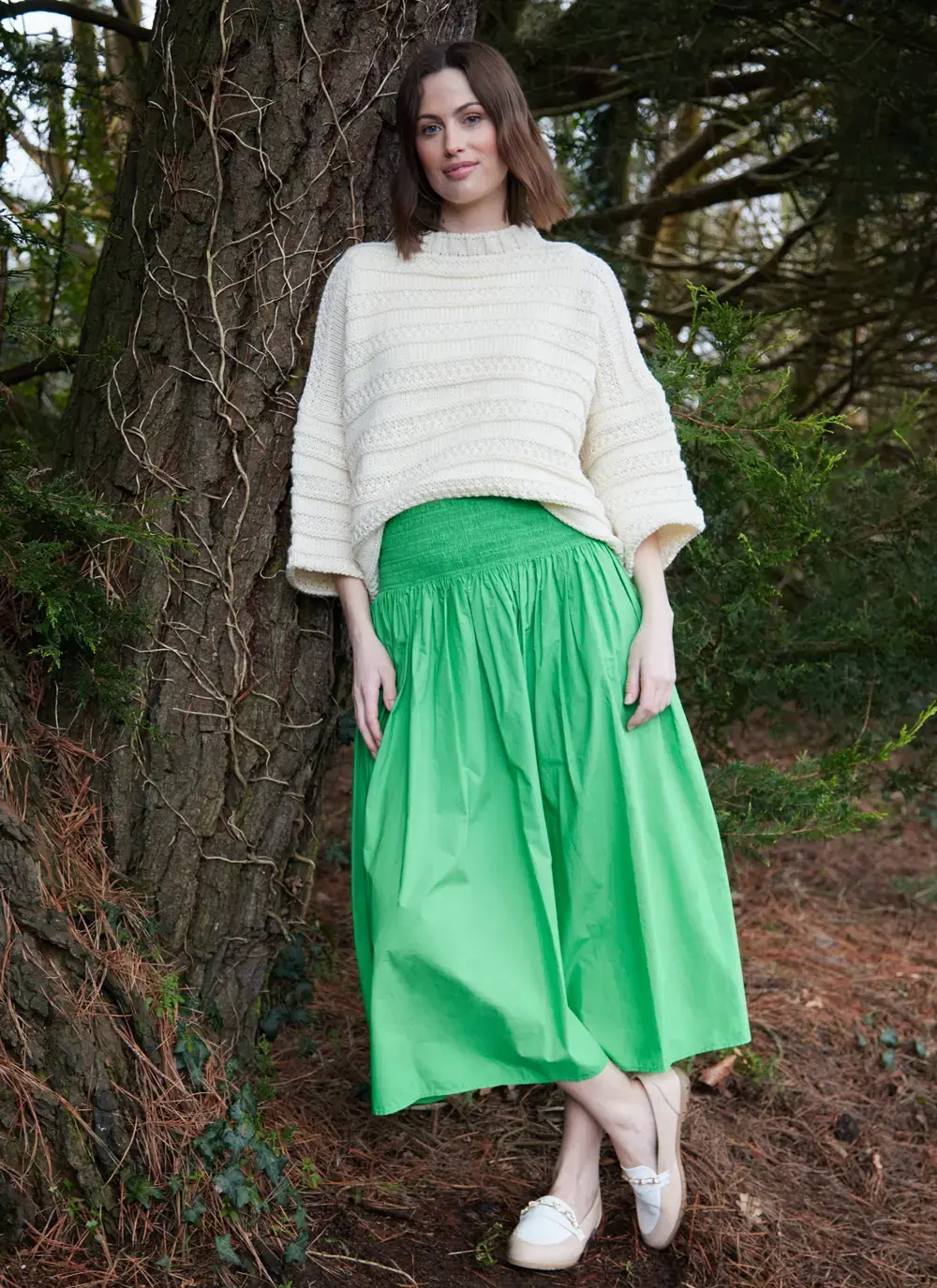Textured Stripe Wool Crew Neck Sweater