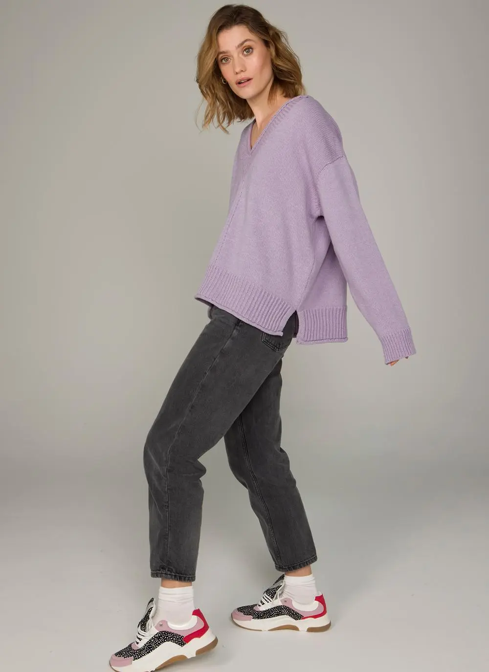 The Sage V-Neck Sweater With Roll