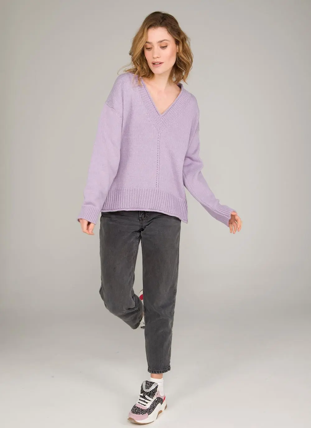 The Sage V-Neck Sweater With Roll