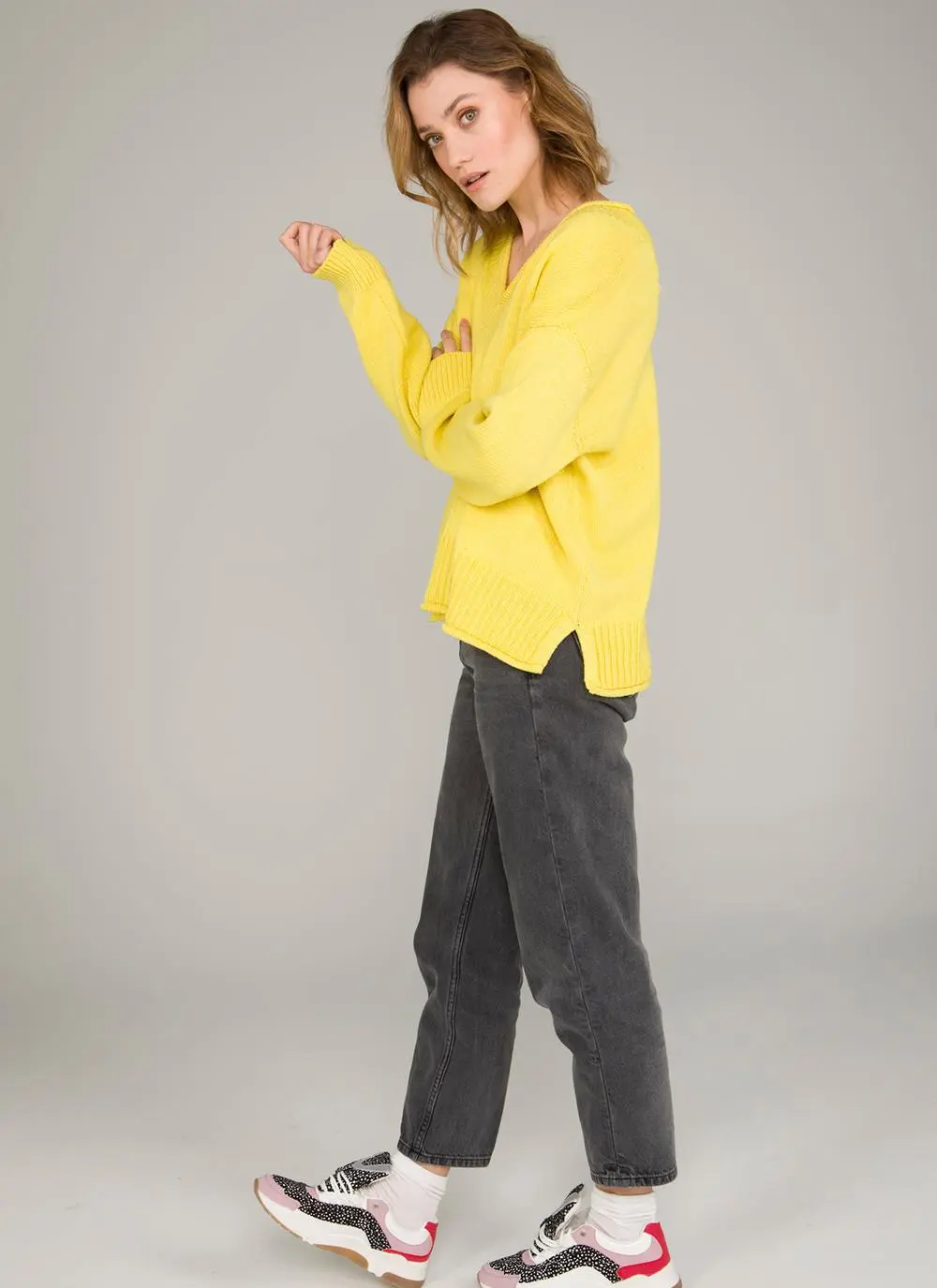The Sage V-Neck Sweater With Roll