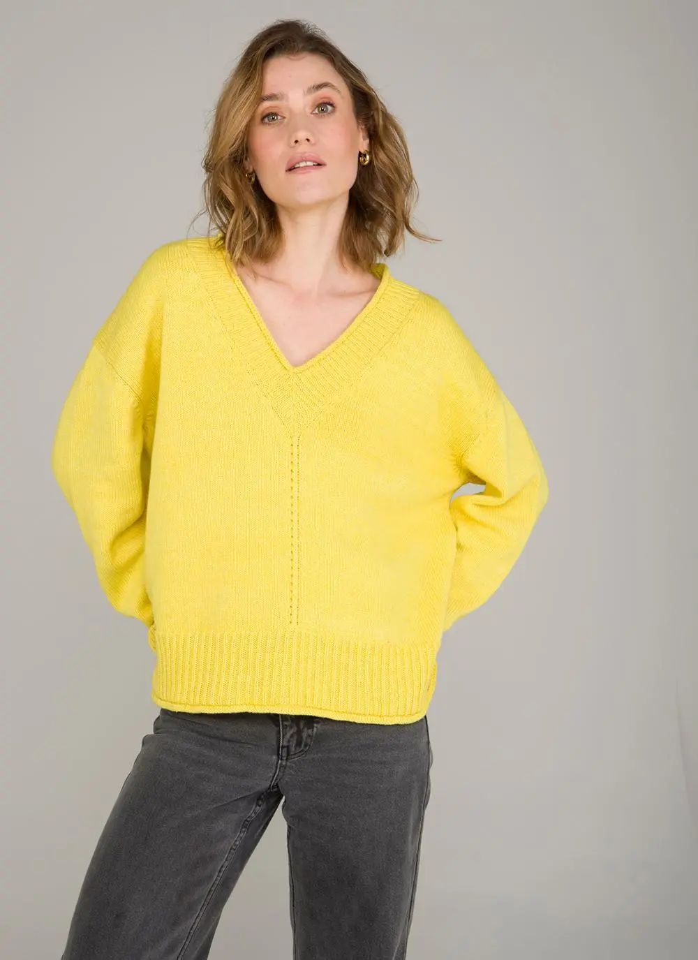 The Sage V-Neck Sweater With Roll