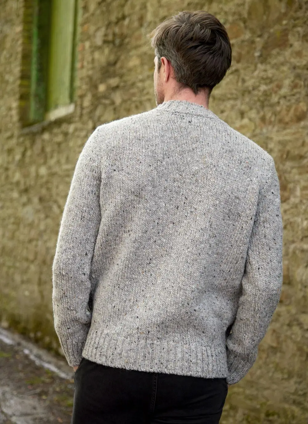 Tonal Stripe Fleck Crew Neck Sweater