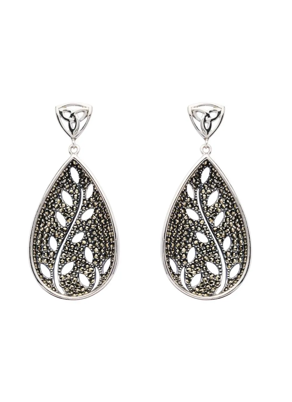 Trinity Tree Of Life Marcasite Earrings