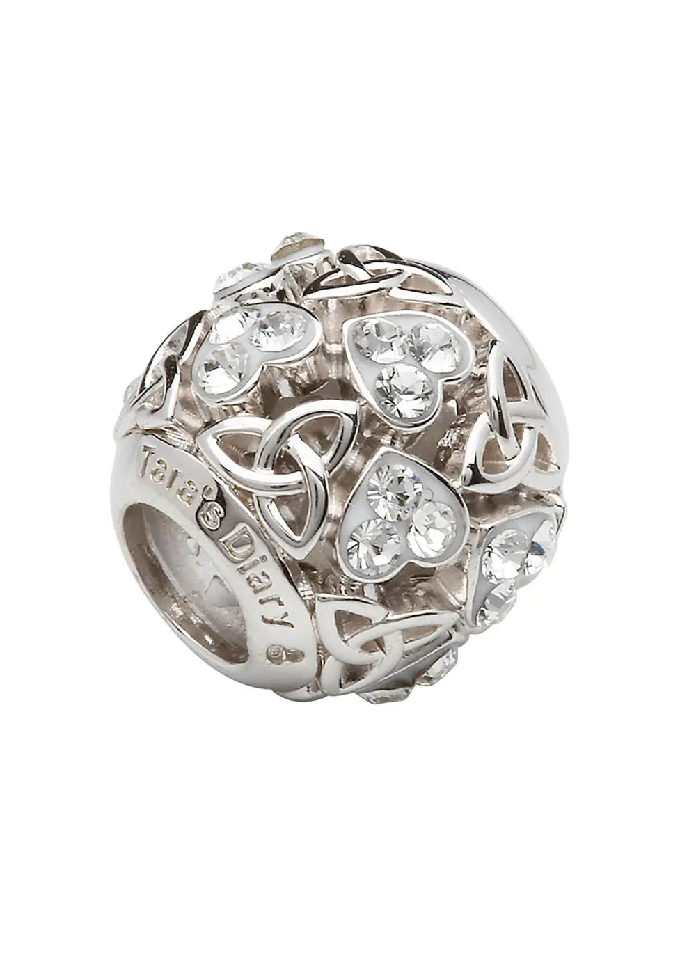 Trinity & White Heart Bead Embellished With Swarovski Crystals
