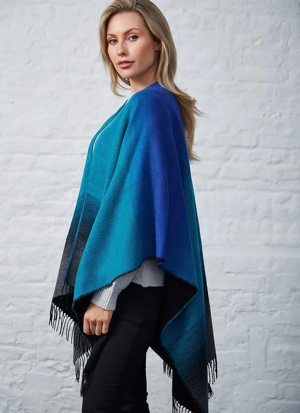 Rainbow Shawl in Turquoise