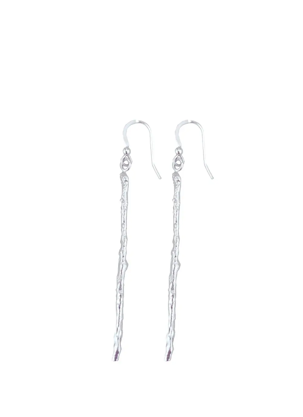 Silver Twig Drop Earrings 