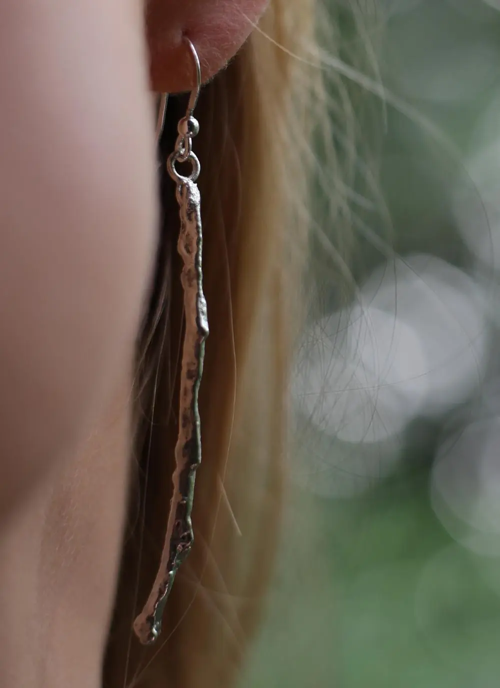 Silver Twig Drop Earrings 
