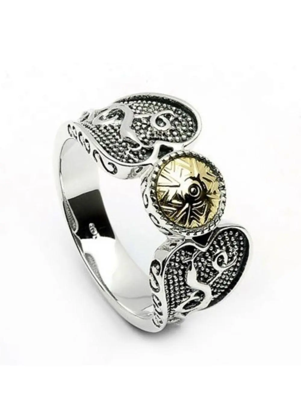 Sterling Silver & 18K Gold Bead Celtic Warrior Ring Size 9