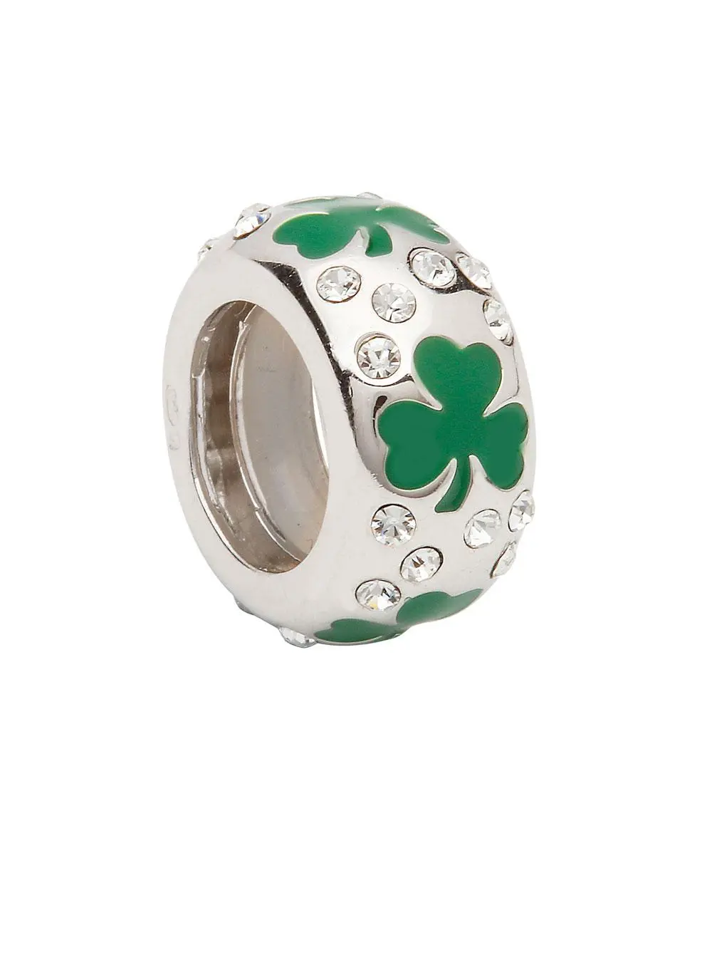 Origin Green Enamel Shamrock Bead With Swarovski Crystals