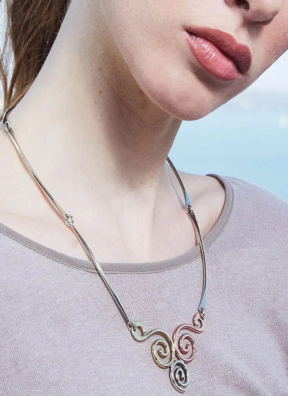 Triple Spiral Necklace & Earrings Set