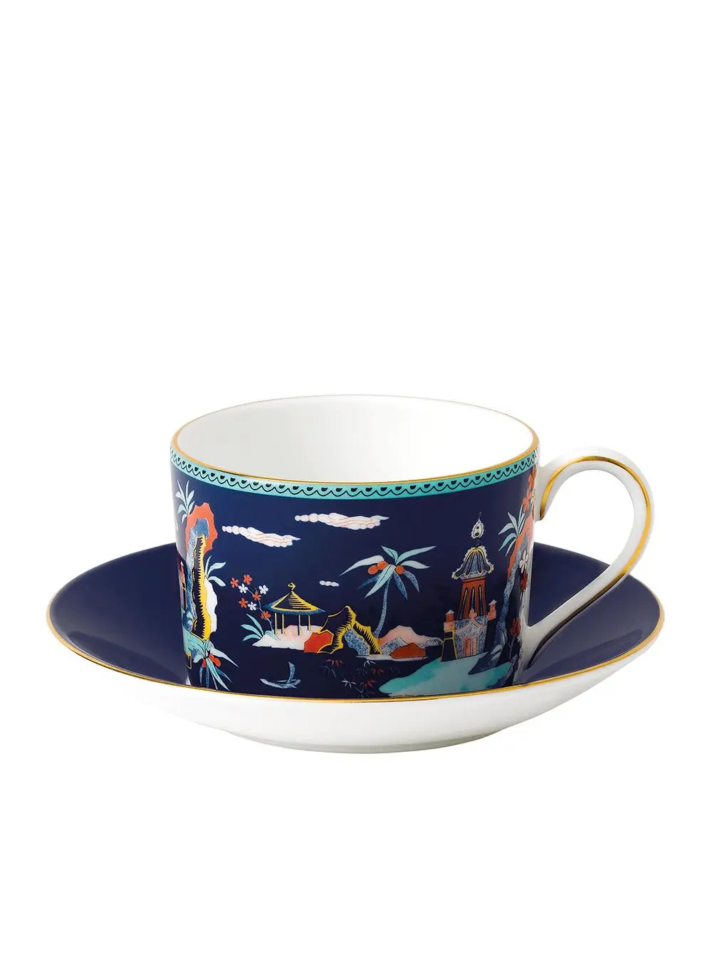 Wedgwood Wonderlust Blue Pagoda Teacup & Saucer