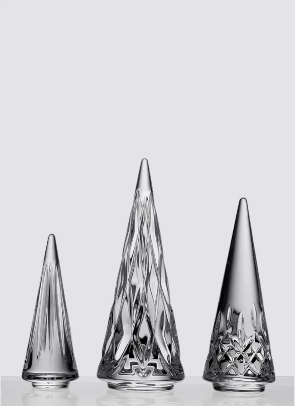 Waterford Crystal Set Of Three Standing Christmas Trees Home Decor Festive