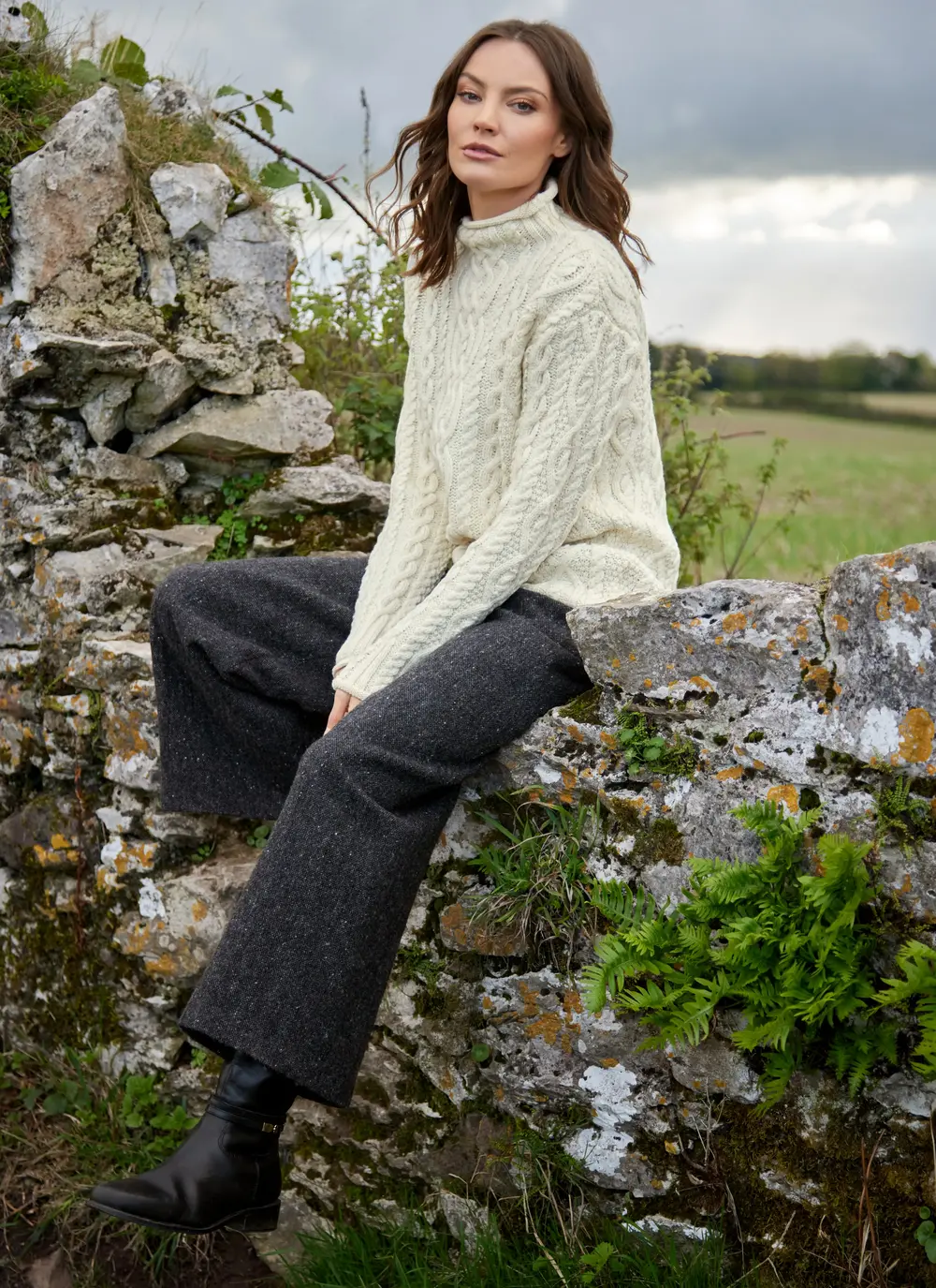 Personalized Aoife Soft Roll Neck Aran 