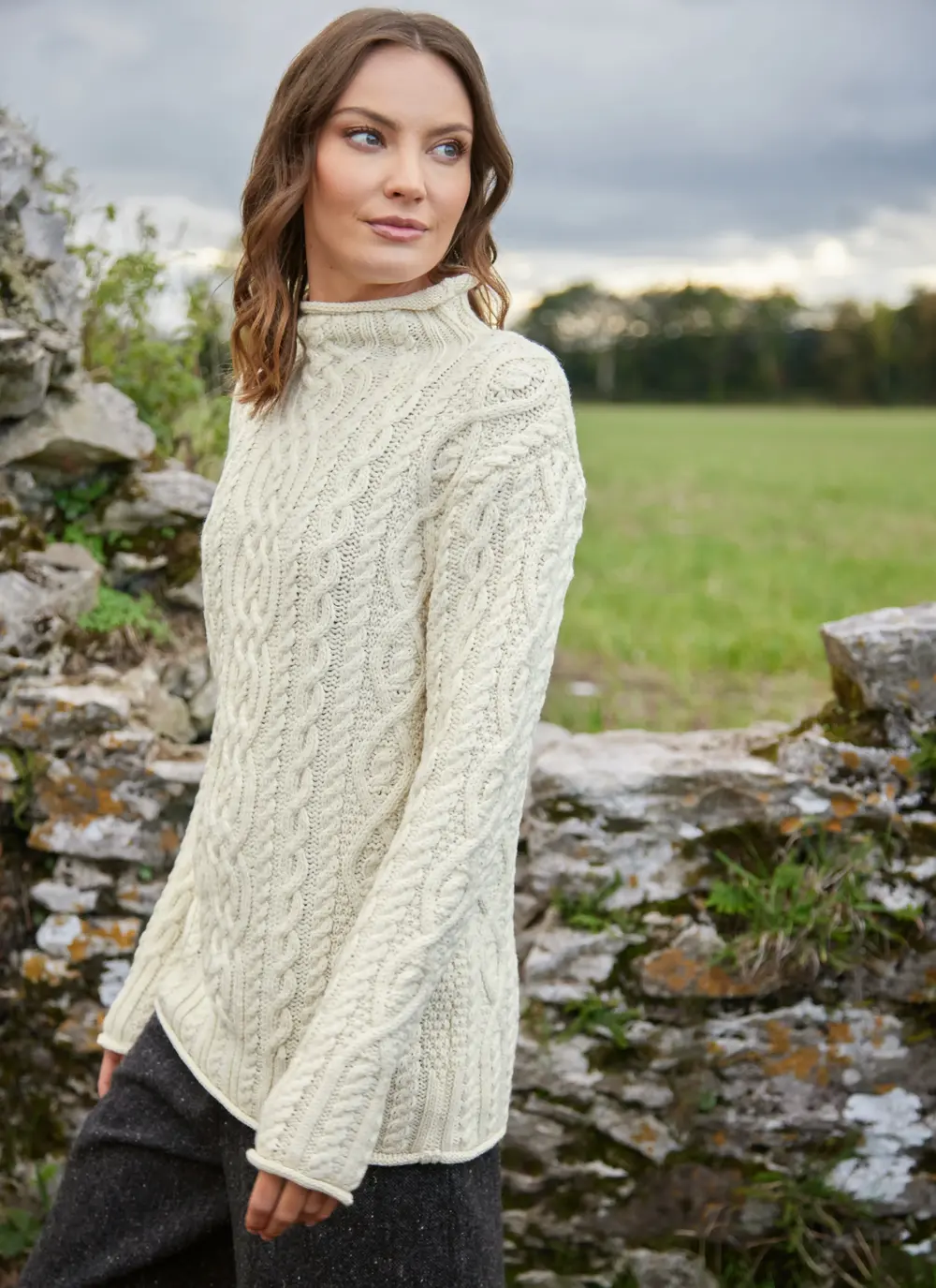 Personalized Aoife Soft Roll Neck Aran 