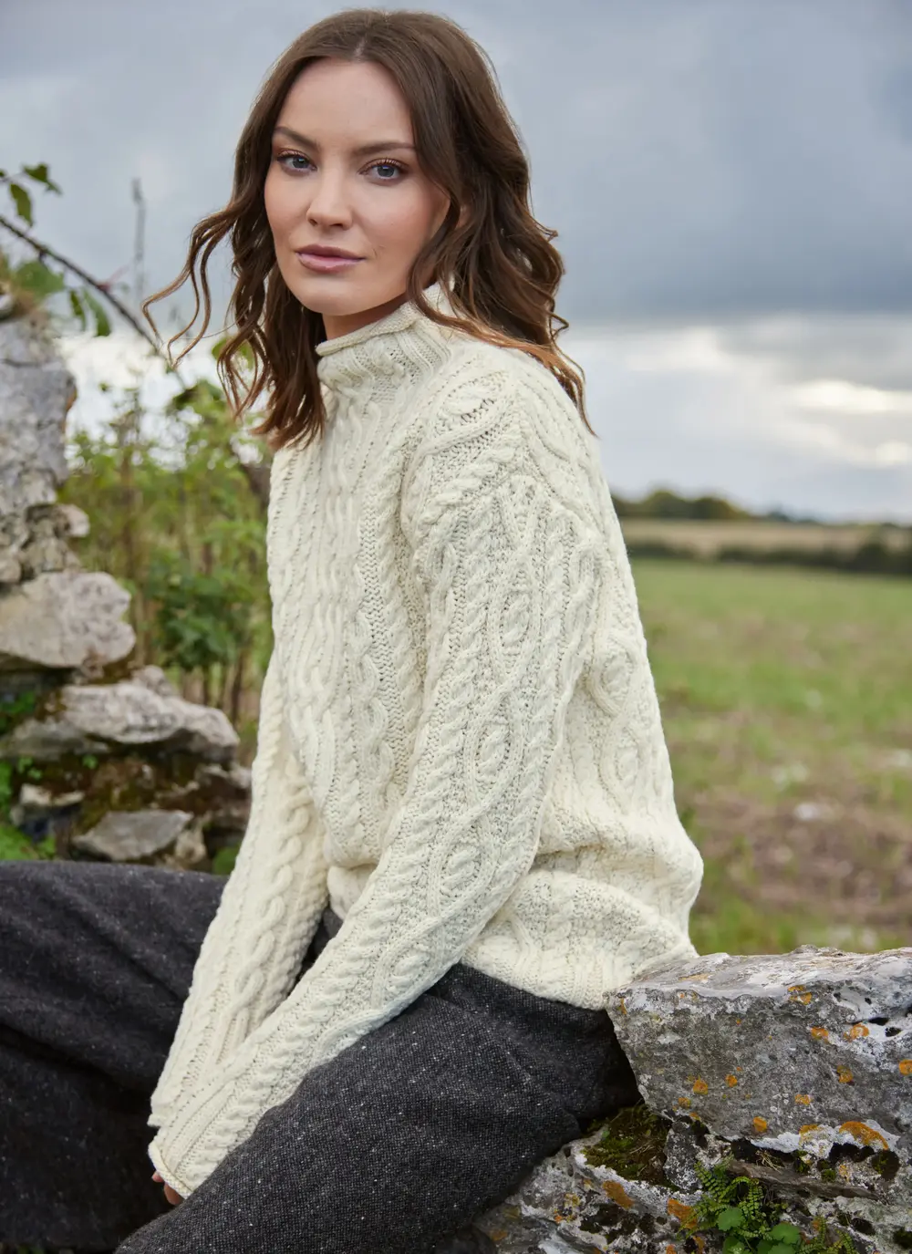 Personalized Aoife Soft Roll Neck Aran 