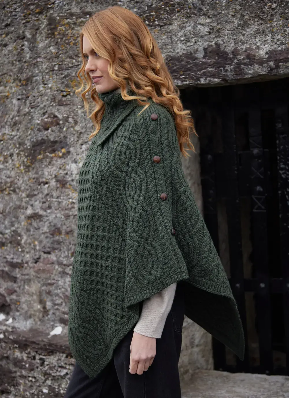 Honeycomb Cable Button Poncho 