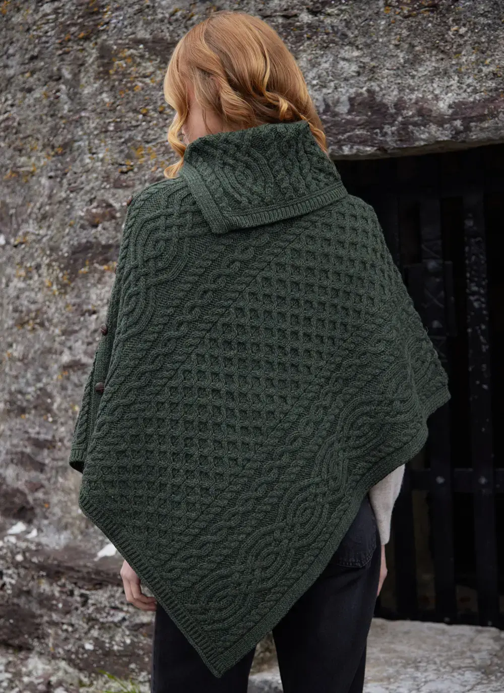 Honeycomb Cable Button Poncho 