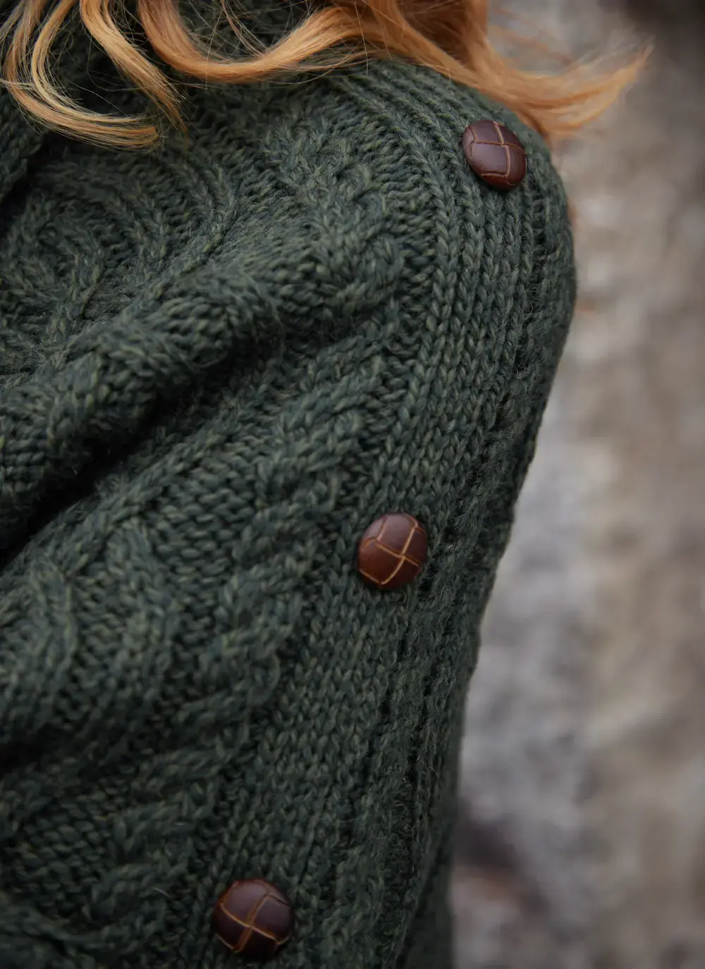 Honeycomb Cable Button Poncho 