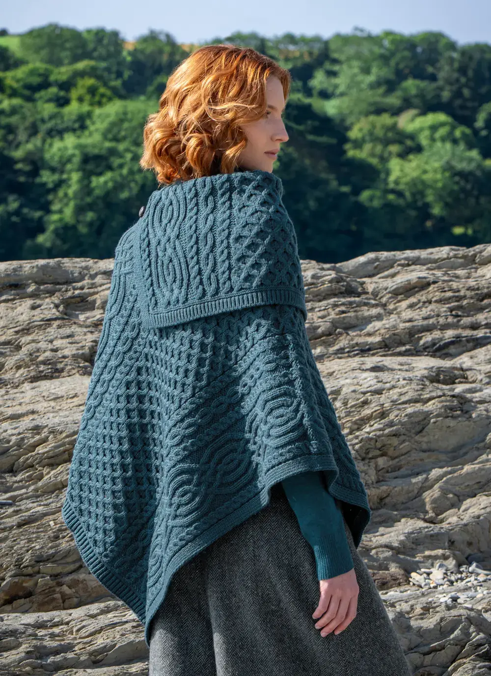 Honeycomb Cable Button Poncho 