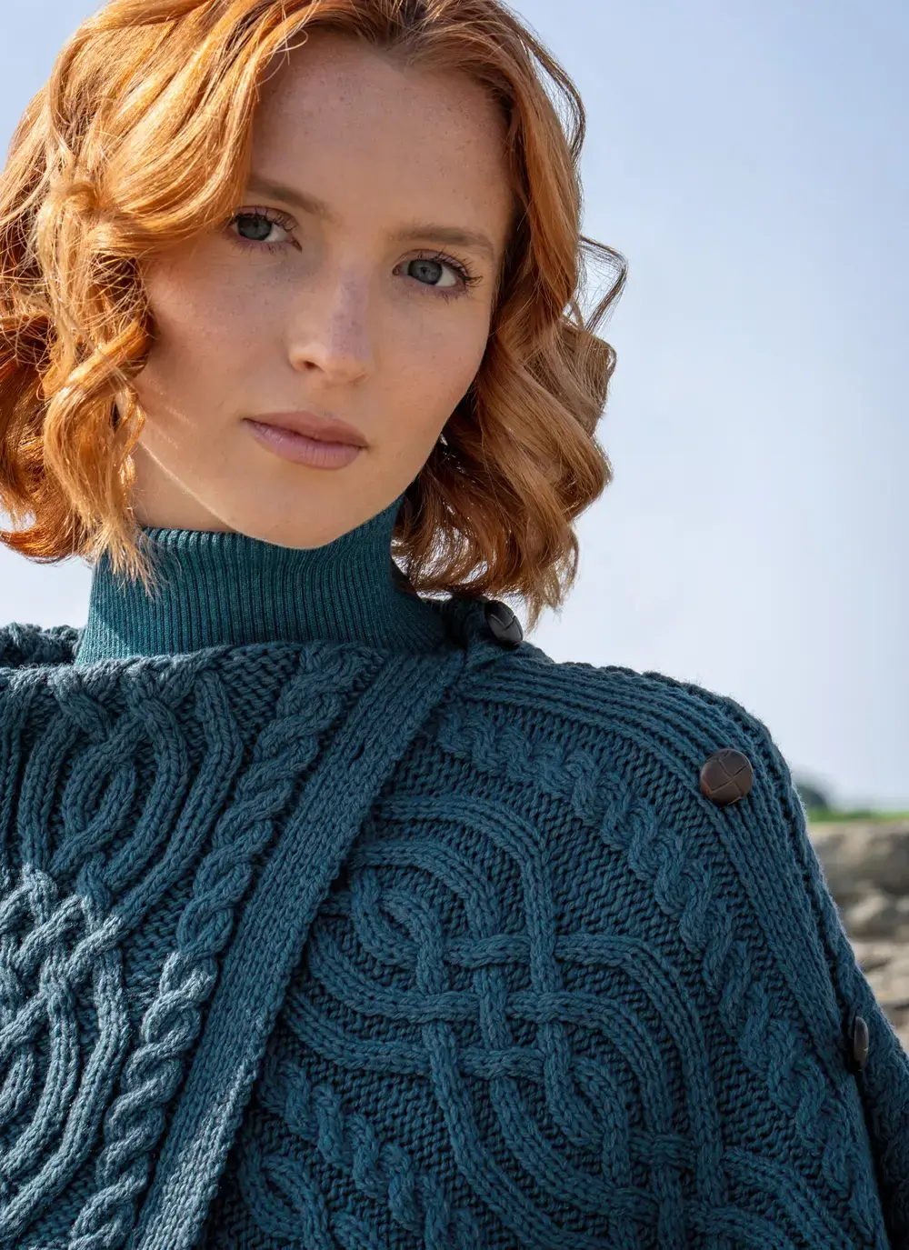 Honeycomb Cable Button Poncho 