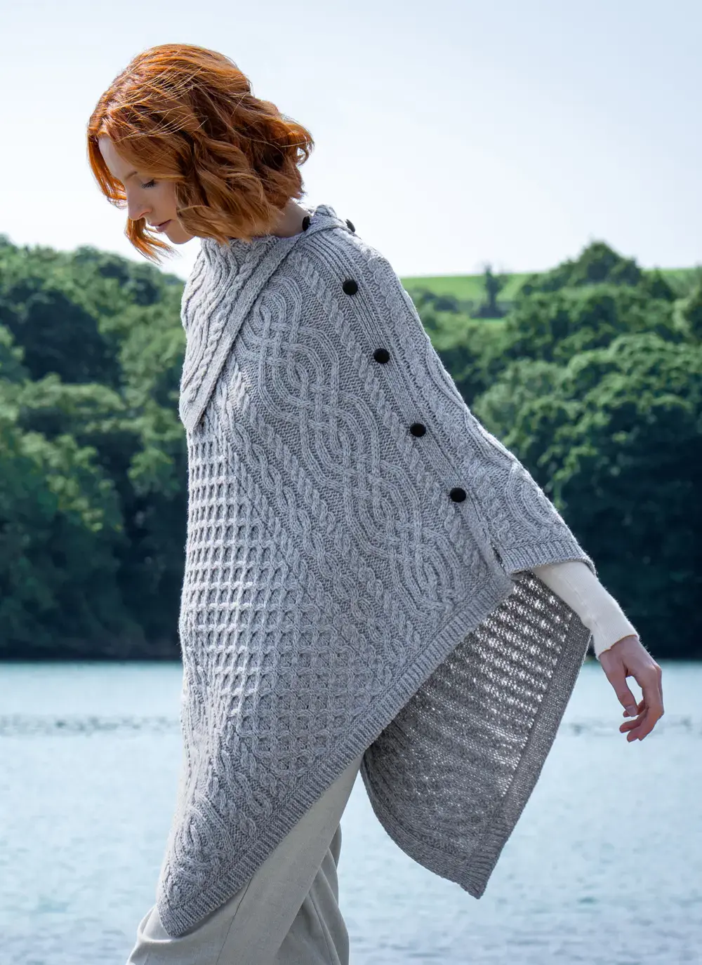 Honeycomb Cable Button Poncho 