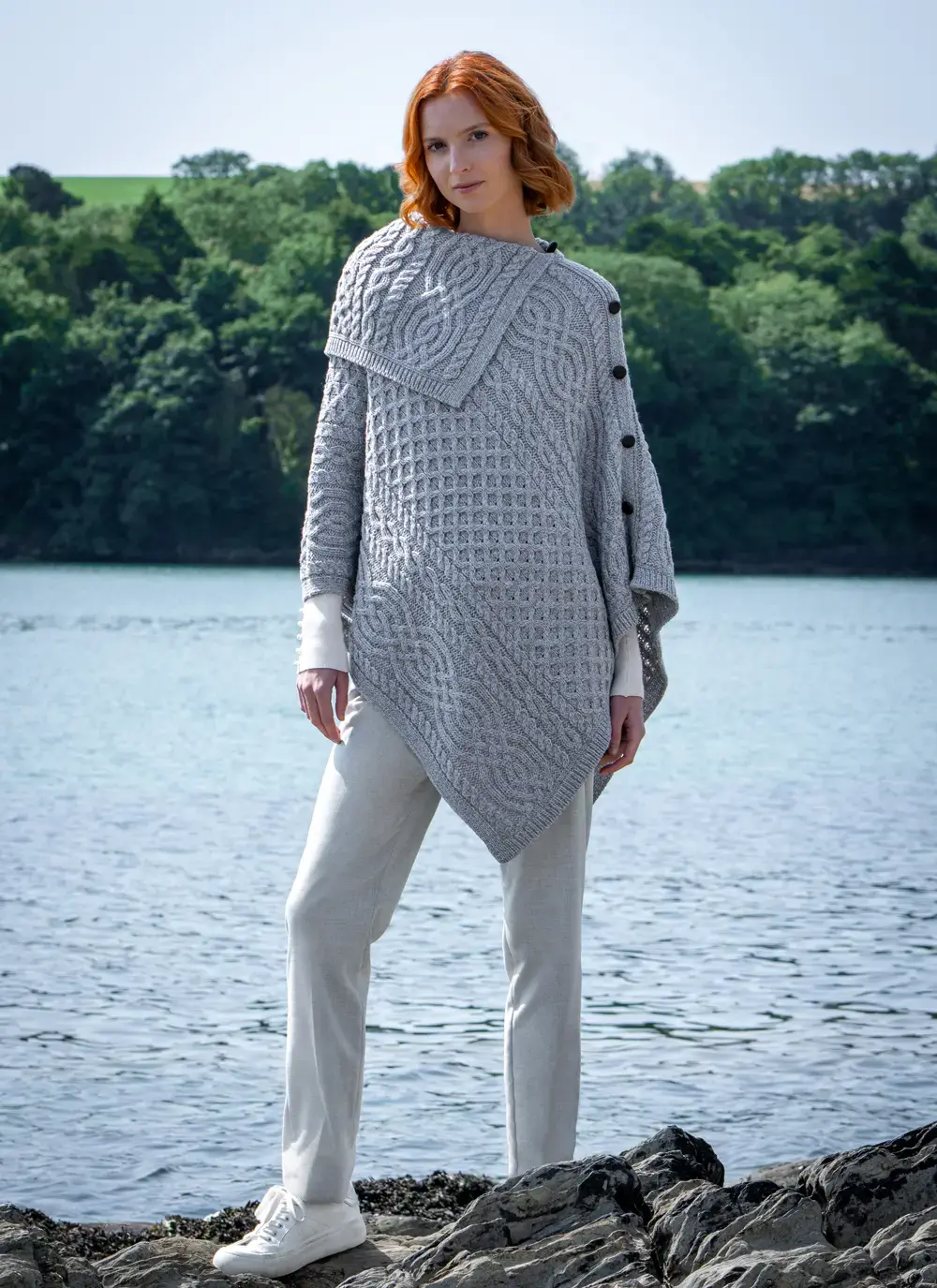 Honeycomb Cable Button Poncho 