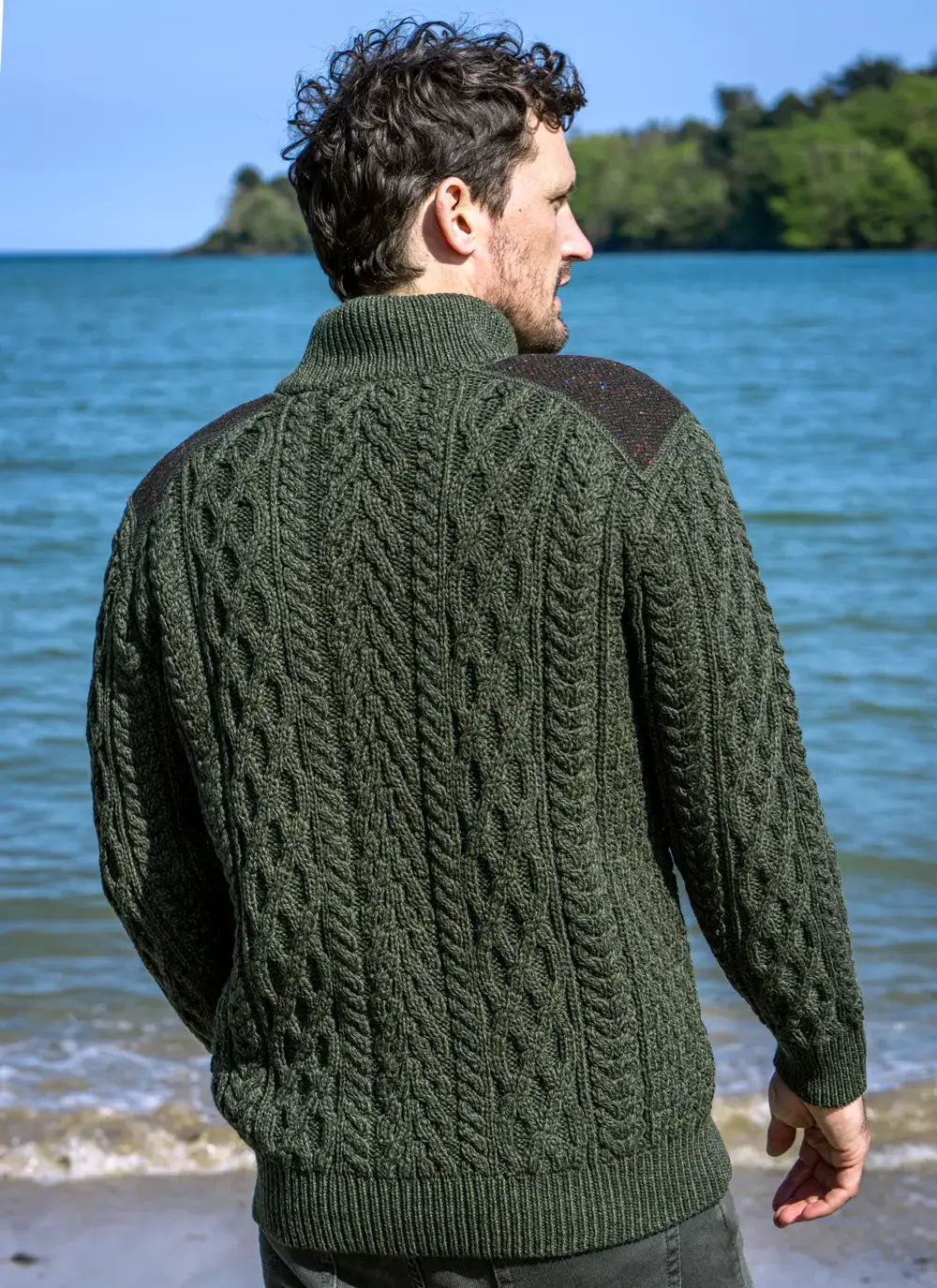 Tweed Patch Half Zip Sweater