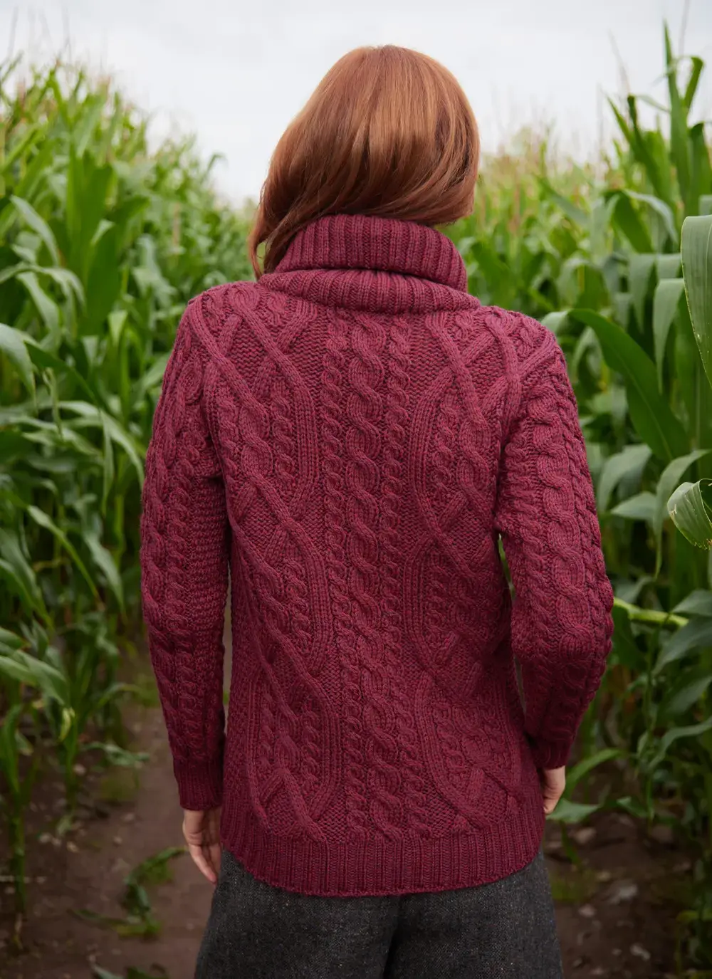 Ella Double Collar Aran Zip Cardigan