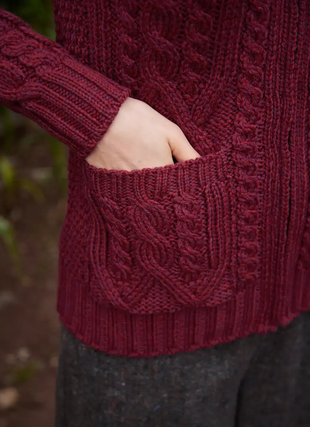 Ella Double Collar Aran Zip Cardigan