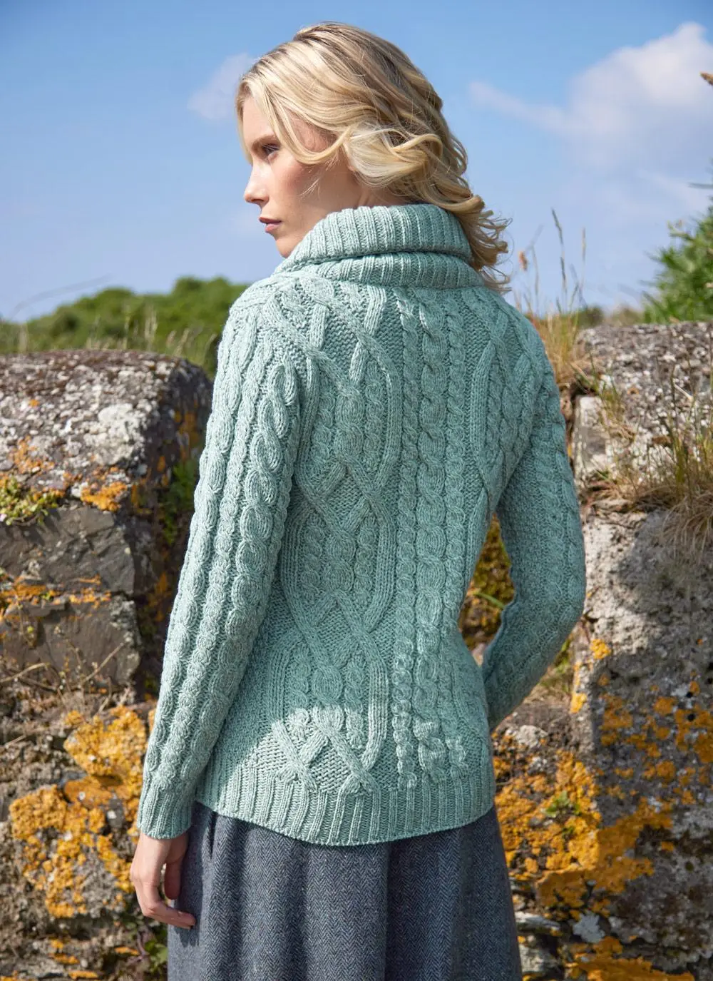 Ella Double Collar Aran Zip Cardigan