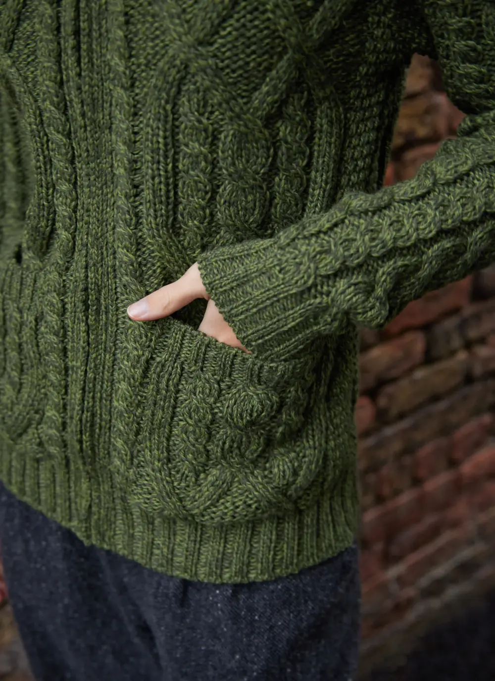 Ella Double Collar Aran Zip Cardigan