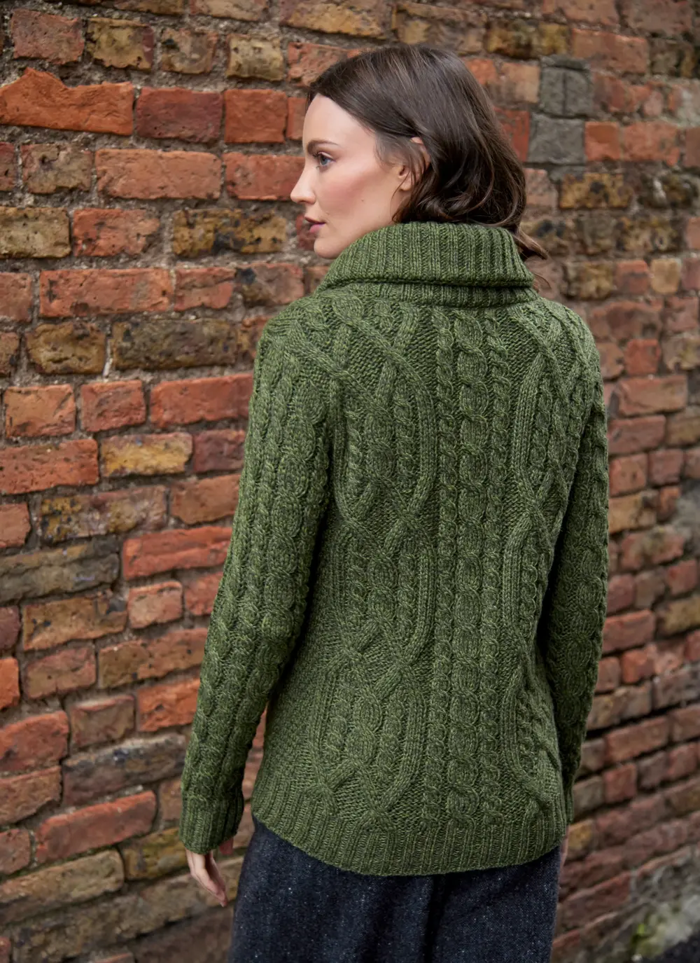Ella Double Collar Aran Zip Cardigan