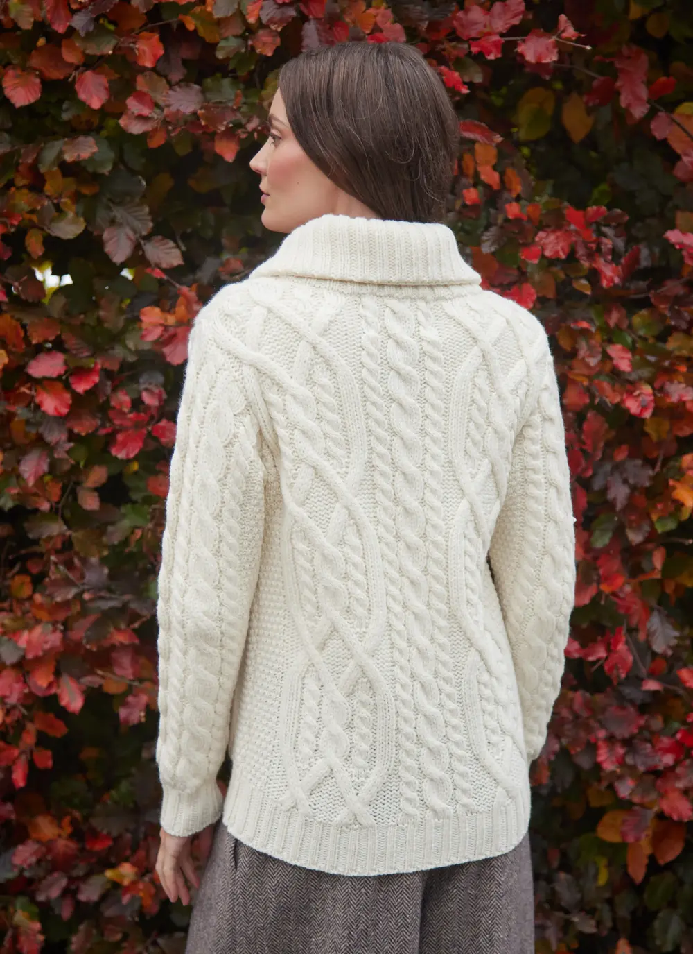 Ella Double Collar Aran Zip Cardigan