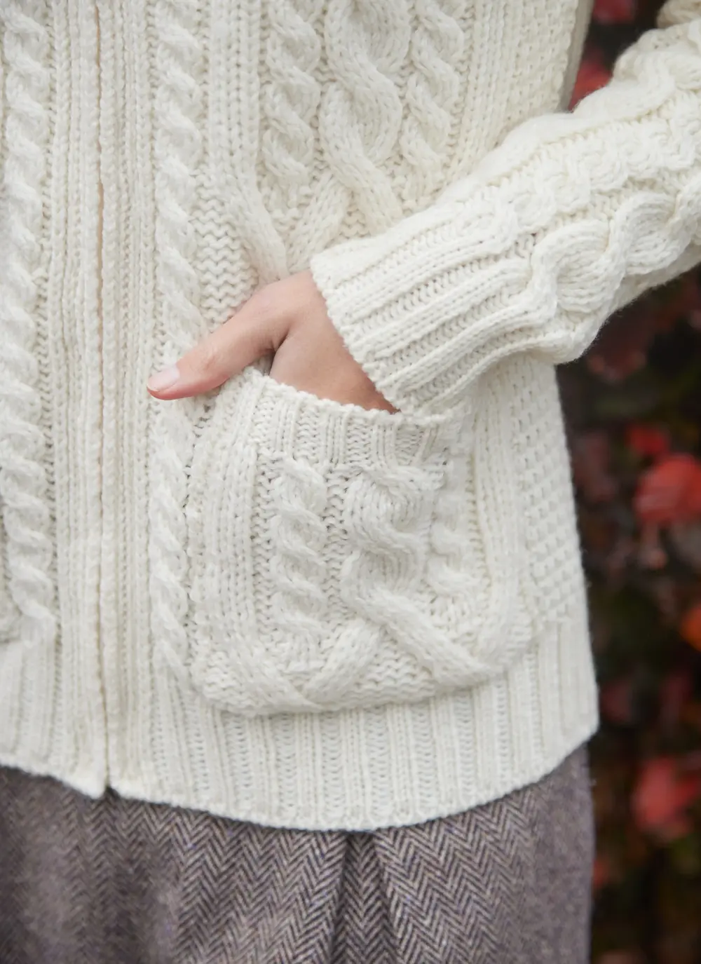 Ella Double Collar Aran Zip Cardigan