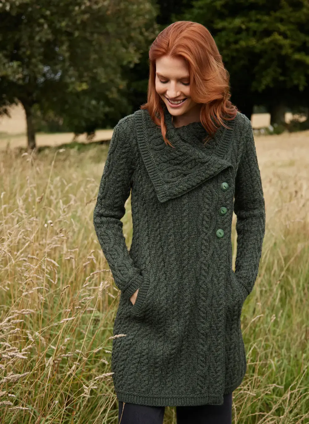 Deirdre Aran Oversized Collar Coatigan