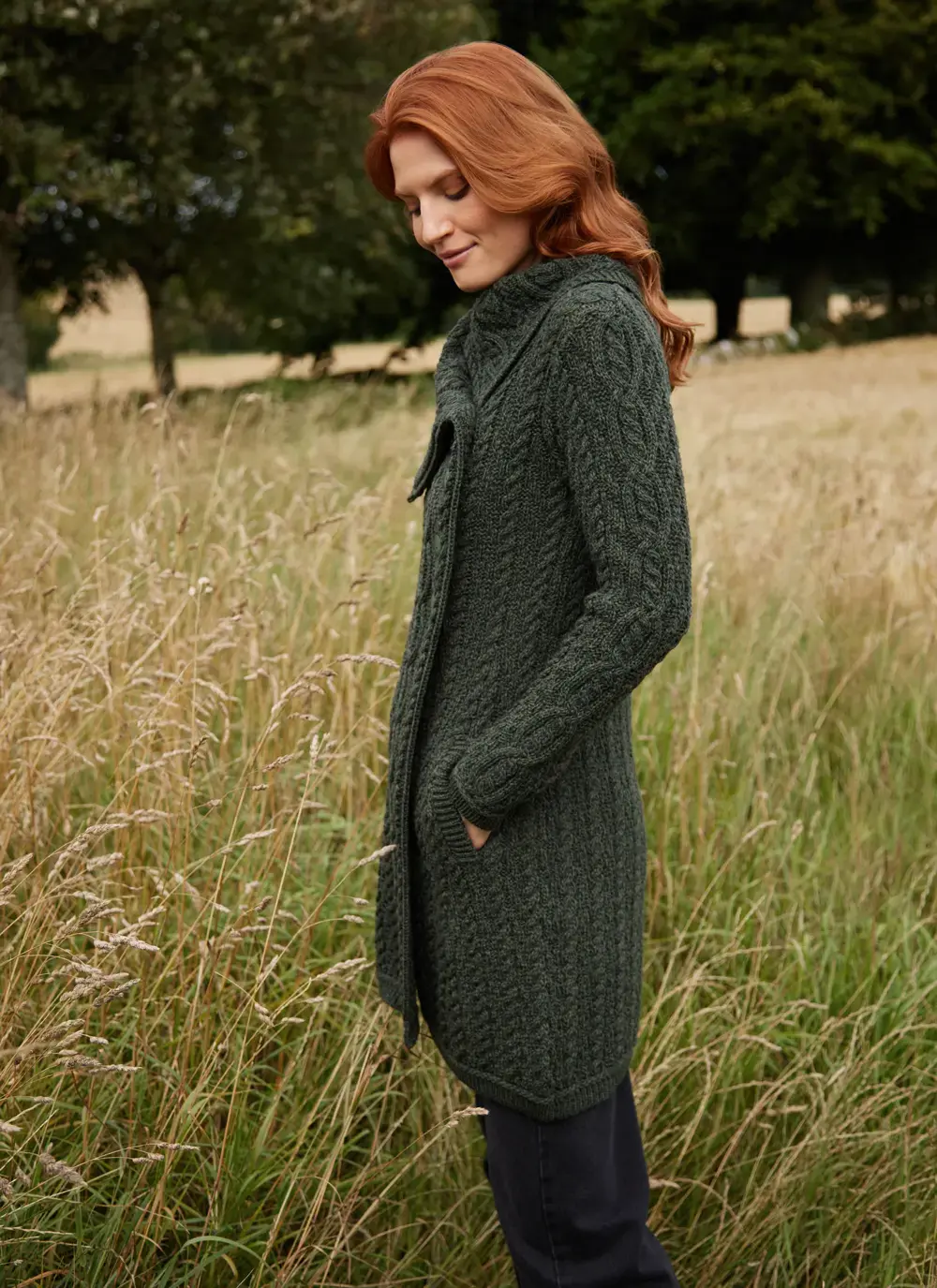 Deirdre Aran Oversized Collar Coatigan