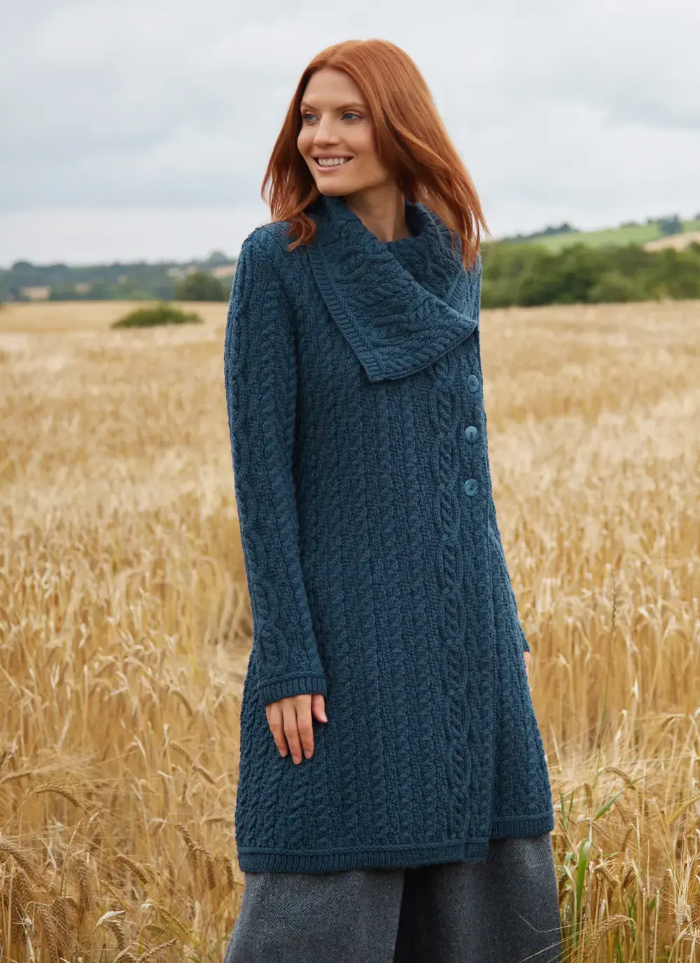 Deirdre Aran Oversized Collar Coatigan