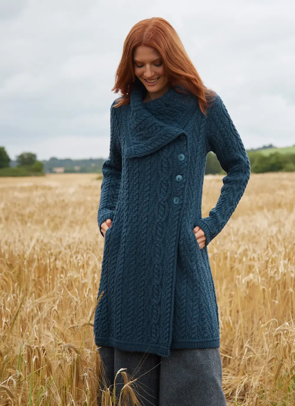 Deirdre Aran Oversized Collar Coatigan