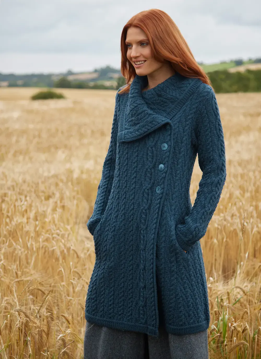 Deirdre Aran Oversized Collar Coatigan
