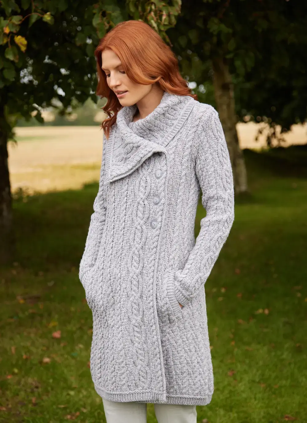 Deirdre Aran Oversized Collar Coatigan
