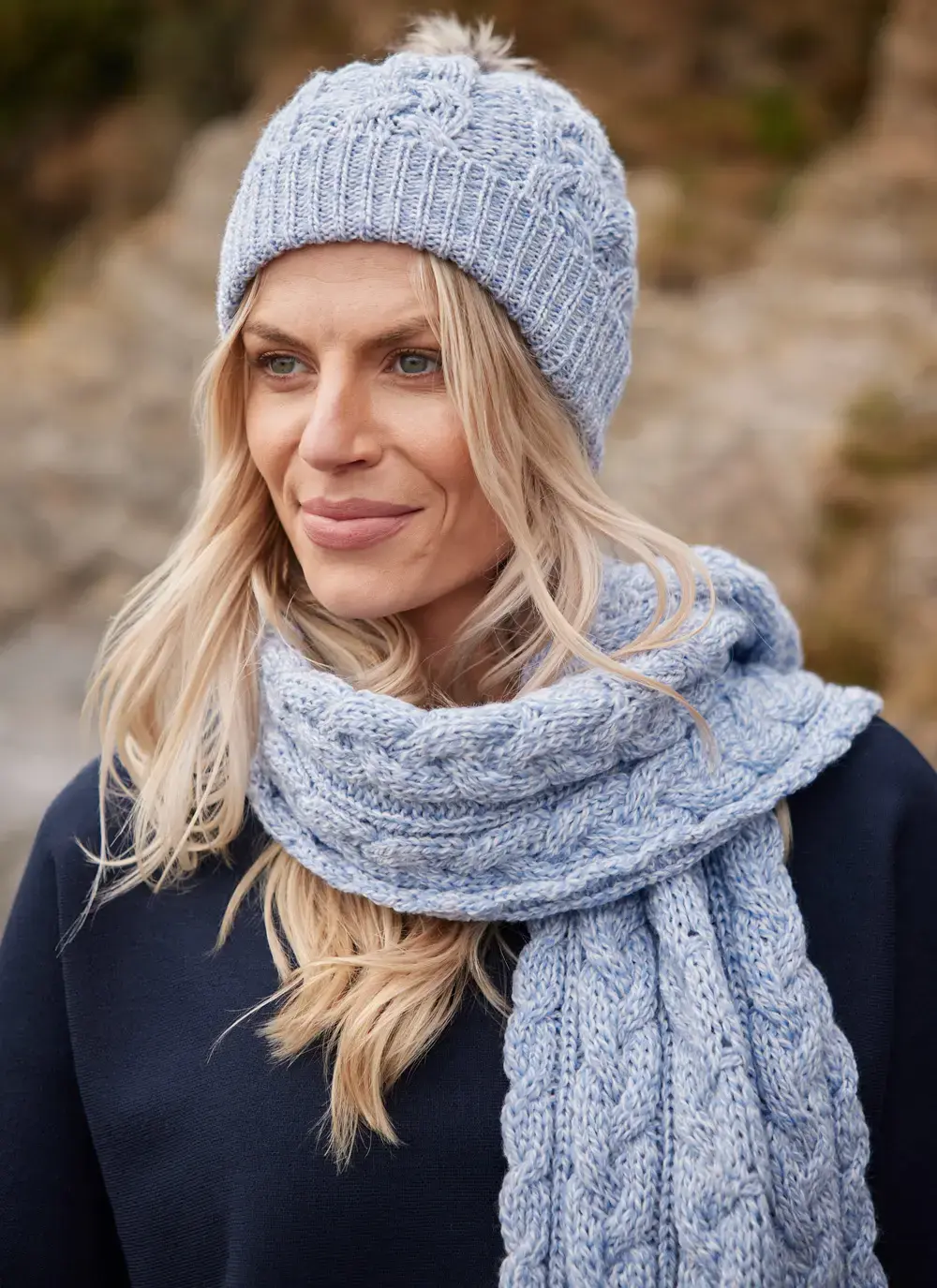 Cable Knit Pom Pom Hat
